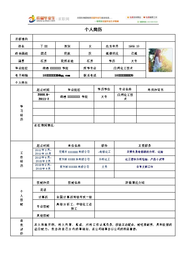 2316_1  - 化学化工简历模板